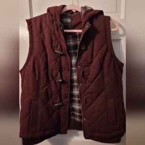 BOSID Quilted Maroon Hooded Vest
